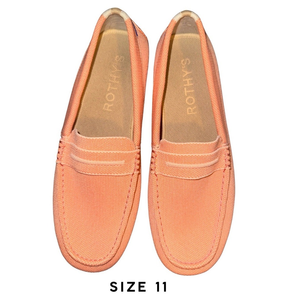 Rothy's The Driver Loafers Tropical Peach Coral Size 11 Women's Knit Washable - Picture 2 of 9